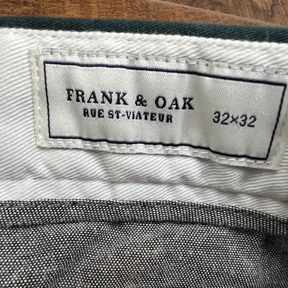 Frank And Oak Men’s Green Chino Pants Newport Straight Leg Cotton 32x32 NWT - Picture 9 of 12